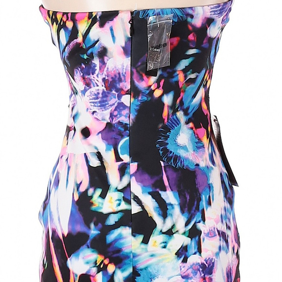 💋 Bebe Floral Print Bodycon Strapless Dress 10 RARE 💋 - Picture 4 of 8